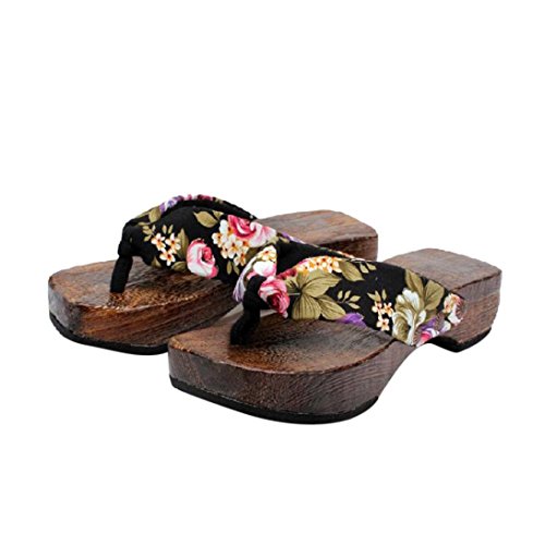 ZARLLE Sandalias Casuales Zapatos De Playa Sandalias Romanas Chanclas De Damas Plataforma De Verano Zapatos Mujer Zuecos De Madera Madera Chanclas Sandalias Zapatillas (39, Negro)