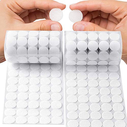 ZAWTR, 500 unidades de puntos de velcro autoadhesivos, de doble cara, resistentes al agua, para manualidades, lunares, redondos, para casa, escuela, oficina, color blanco