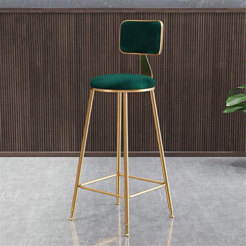 ZMXZMQ Taburete Redondo con Barra De Asiento/Barra De Bar, Taburete De Bar De Metal, Polvo De Oro Recubierto, Estilo Moderno Y Elegante,Verde,65cm