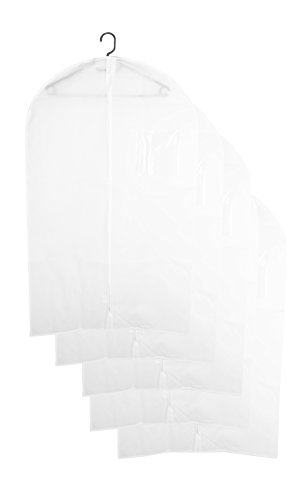 ZOLLNER24 5 Fundas para la Ropa para Armario, 60x100 cm, con Cremallera, Blancas