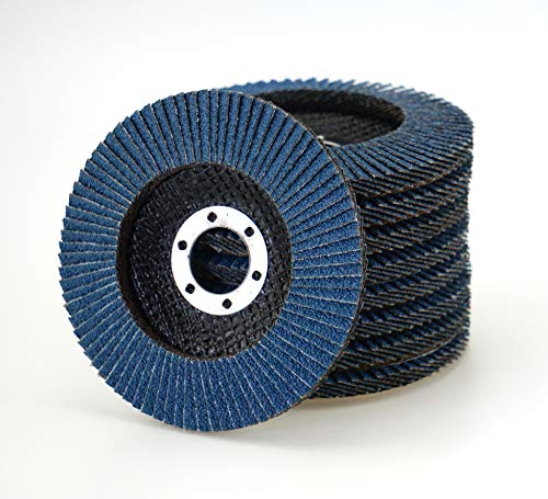 10 discos de láminas de acero inoxidable, color azul, grano 60, diámetro de 115 mm, acero inoxidable, discos abrasivos