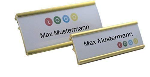 10 Uds. Aluminio Placas Identificativas Color Oro Anodizado de Metal,Dimensiones 65x22mm o 72x32 mm,Aguja / Cierre Clip,Name Badge ,Credencial para Ropa Autorrotulable Identificativas con / Clip Metal