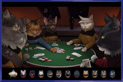 1art1 Star Trek Póster con Marco (Plástico) - Cats Poker (91 x 61cm)