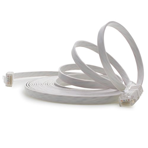 1aTTack.de Cat6 Cat.6 Cable Plano Cable de Red LAN Cable Plano Banda LAN 1000 Mbit/s Blanco Blanco - 1 Pieza 30m