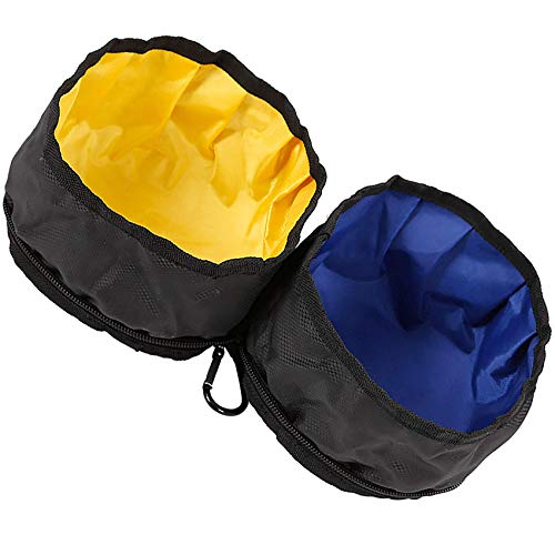 2 en 1 Cuenco Plegable Perro,Viajes Gatos Perros Bowl Portable Pet Food Cuenco de Agua , Comedero para Mascotas Bebedero Portátil Fácil de Llevar, Fácil de Llevar, Ahorrar Espacio(Negro)