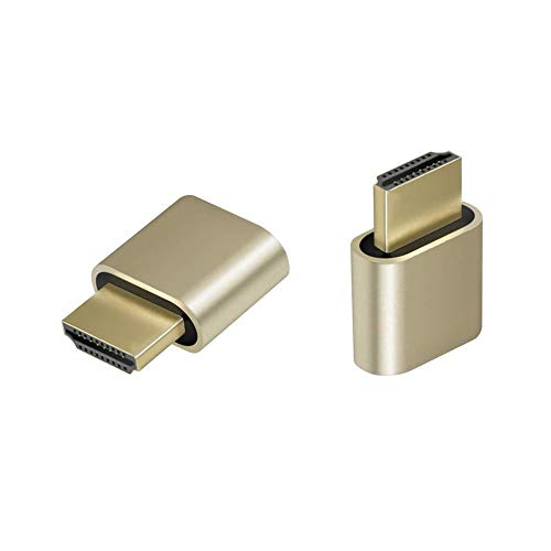 2-Pack | Adwits 4K 2K 1080P 30Hz a 60Hz Compatible HDMI Display Emulator DDC EDID Adaptador de Monitor de Fantasma sin Cabeza Dummy Plug, Nueva versión más Alta 4096x2160 @ 60Hz - Color Dorado