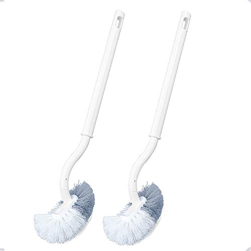 2pcs Escobilla De Inodoro De Upgrade con Mango Largo, Escobilla De Inodoro De Plástico con Cerdas Multifuncionales para Limpieza Profunda, Blanco