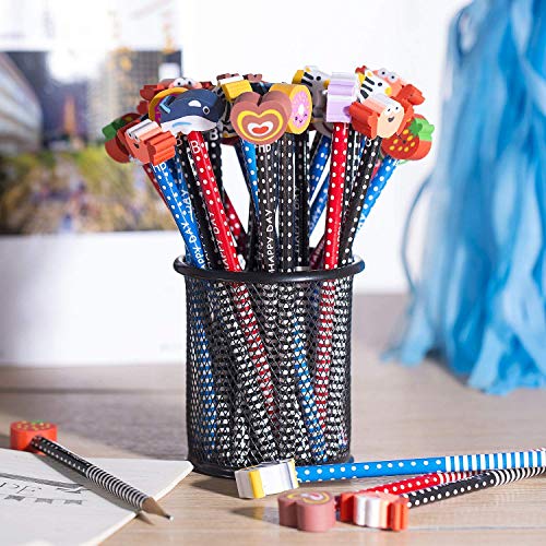 40 Pack de Borradores de Lápiz Estilo Aleatorio Creativo Estudiante Madera Lindo Animal Goma Goma de borrar para Niños Papelería Escuela Lápiz 18.5 cm / 7.28 pulgadas