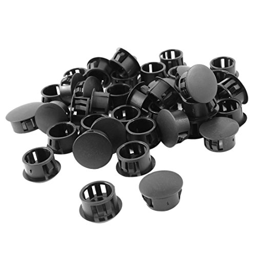 40pcs plástico negro 16 mm Dia Redondo Agujero de bloqueo Tapones Botón Fundas