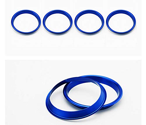 4pcs/set Interior del salpicadero Aire acondicionado Rejillas de ventilación Decoración Tapón de salida de aire Anillo Círculo Estilo del coche Calcomanías de acero inoxidable para A3 S3(Azul)