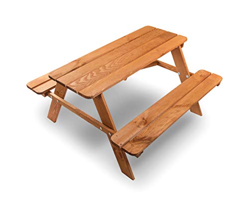 ADGO Children's Wooden - Juego de mesa para picnic (90 x 90 x 49 cm, para exteriores)