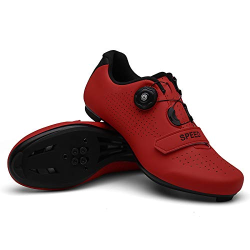 AGYE Calzado de Ciclismo Hombre, Calzado De Ciclismo De Carretera Calzado De Bicicleta para Hombre Calzado Ligero Resistente Al Desgaste para Bicicleta,Red-37