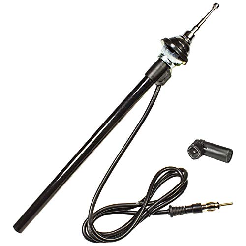 Antena telescópica universal para el salpicadero de Tomzz Audio 1000-040, gran cabeza, DIN y conector ISO, aspecto de acero