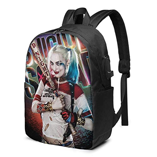 AOOEDM USB Backpack 17 in Ha-Rley Qui-Nn Mochila USB Bolsas de Mano Mochila para portátil de 17 Pulgadas para Viajes, Escuela, Negocios