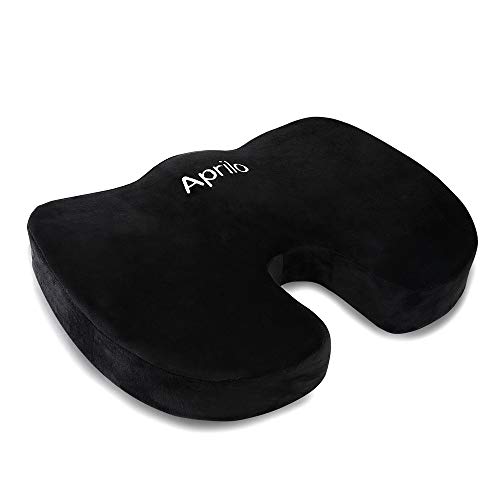 Aprilo® Cojín ortopédico para silla de oficina o coche, cojín ergonómico para el coxis con espuma viscoelástica, aumenta la comodidad del asiento, alivia la tensión de la piedra