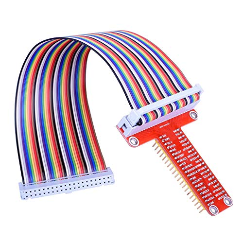 ARCELI RPi GPIO Breakout Board + Cable de Cinta + Ensamblado Tipo T Adaptador GPIO 20 cm FC40 40 Pines Cable Plano de Cinta para Raspberry Pi 3 2 Modelo B & B + SC05