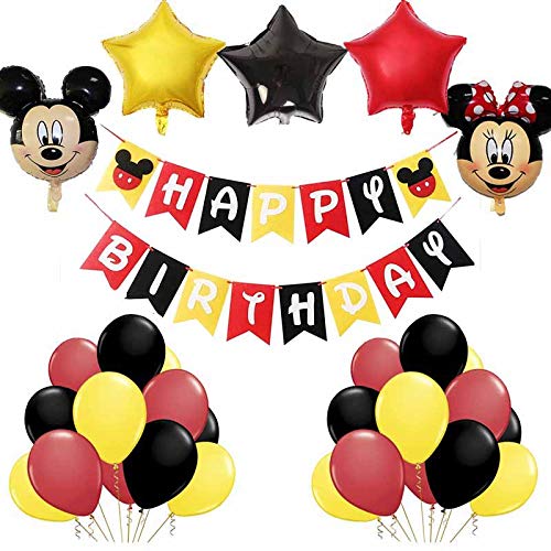Artículos para Fiestas temáticas de Mickey y Minnie, BESTZY Globos de Minnie Rojo y Negro Mickey Party Globos Decoraciones de cumpleaños de Mickey Mouse para Party Comunion Bautizo Decoracion