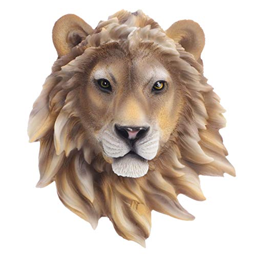 BANNAB Placa de decoración de Pared con Cabeza de león de Rey de la Jungla, Escultura de decoración artística de taxidermia Alta, Placa de Busto de Pared de Rey León para Manualidades DIY