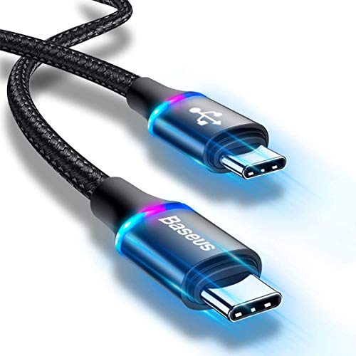 Baseus Cable USB C a USB C PD 20V/ 3A 60W Carga Rápida Tipo C Compatible Thunderbolt 3 4K 60HZ para Macbook Pro 16'' 2019, Huawei P30 Pro P30 P20, DELL XPS, Nexus 5X 6P, Nintendo Switch (2M)