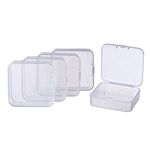 BENECREAT 18 Pack Caja de Almacenamiento de Cuentas con Tapas Abatibles para Articulos, Pastillas, Hierbas, Cuentas Pequeñas, Joyería y Otros Articulos Pequeños 6.4x6.4x2cm