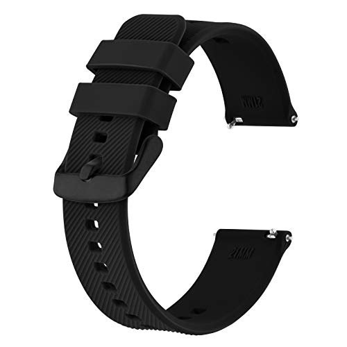 BISONSTRAP Correa de Reloj 18mm, Correas de Silicona de Liberación Rápida para Hombres y Mujeres (Negro)