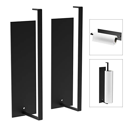 BluePower Portarrollos Higiénico Toallero para papel de cocina baño balcón Dispensador Útil Versátil estantería de Pared metálica Inoxidable Adhesivo Portarrollos de papel (Negro,2 paquetes)