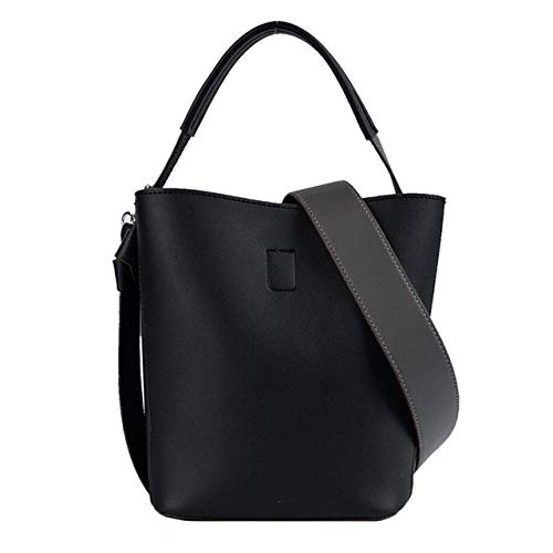 Bolso de cuero para mujer Bolso de viaje para mujer Bolso de mano Bolso de hombro de color sólido para mujer 25m x22.5cm x14cm Negro