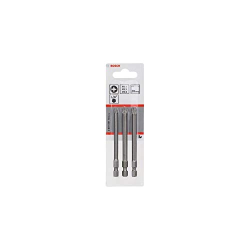 Bosch 2 607 001 761 - Juego de 3 pzas. de puntas de atornillar extraduras - PZ1; PZ2; PZ3; 89 mm (pack de 3)