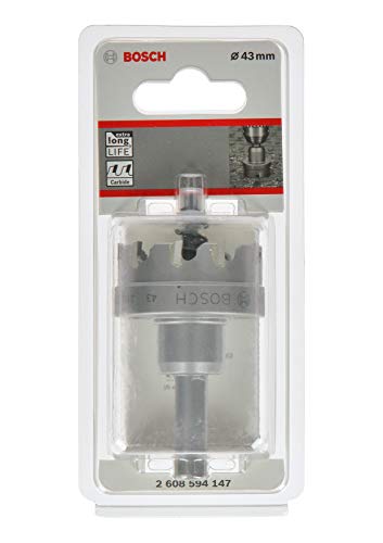 Bosch Professional 2608594147 Sierra de Corona de carburo Precision for Sheet Metal (Acero Inoxidable, Ø 43 mm, Accesorios para Taladro), Ø 43 mm