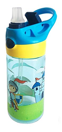 Botella Tritan Reutilizable Niños Bebes ♻ Jarra Reusable con Sistema Antigoteo de 450 ml - Facil Apertura (Con Pulsador) - Sin BPA para Uso Diario y Aprendizaje Infantil - Material Ligero y Resistente