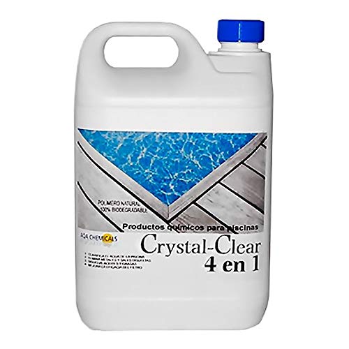 Bricodomo COAGULANTE Natural 4-1 CRYSTALCLEAR 5 LT, TRANPARENCIA AL Agua, SECUESTRA Metales Y Elimina ACEITES Y Grasas DE LA Piscina