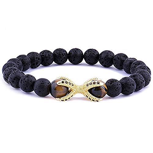 CAISHENY Nuevas Pulseras para Hombres de Moda Pulsera con Dije de Pata de dragón Pulsera de Cuentas de Piedra de Lava Longitud de la joyería Aprox. 19cm