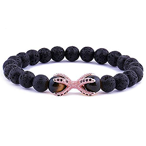 CAISHENY Nuevas Pulseras para Hombres de Moda Pulsera con Dije de Pata de dragón Pulsera de Cuentas de Piedra de Lava Longitud de la joyería Aprox. 19cm