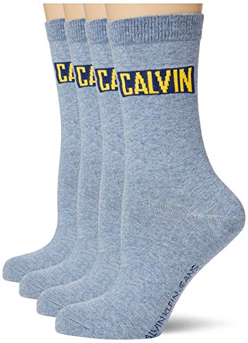 Calvin Klein Women Jeans Logo Crew Socks 4p giftbox Calcetines, azul, Talla única para Mujer