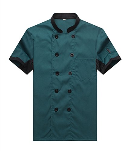 Camisa de Cocinero Cocina Uniforme Manga Corta Verde