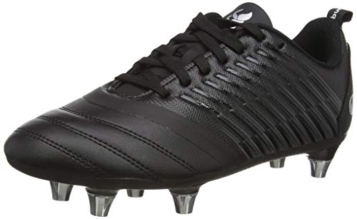 Canterbury Stampede 3.0 Plus Junior Soft Ground, Zapatillas para Rugby, Negro Gris Oscuro Plata Claro, 35 EU