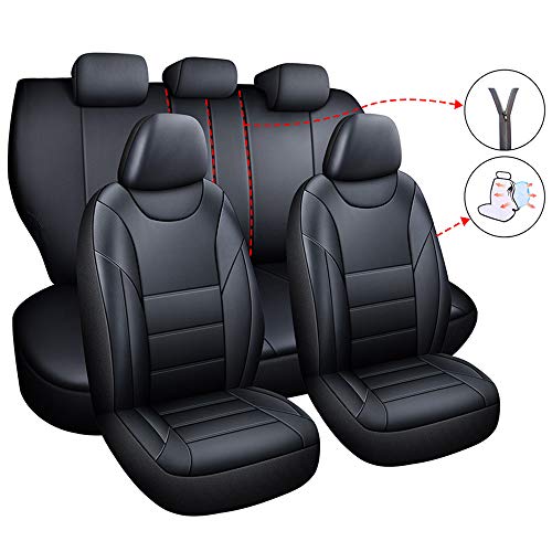 chifeng Fundas de asiento de coche de piel sintética de poliuretano, universal, 5 asientos, protección para Polo T-ROC A3 A4 A6 (negro)