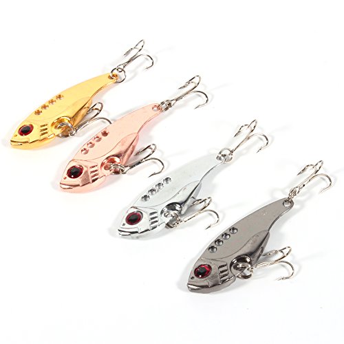 Chipoee Señuelos de Pesca 4pcs 11g 55mm Metal VIB Señuelos de Pesca Crank Baits Red Eyes Fishlike Hook Aparejos