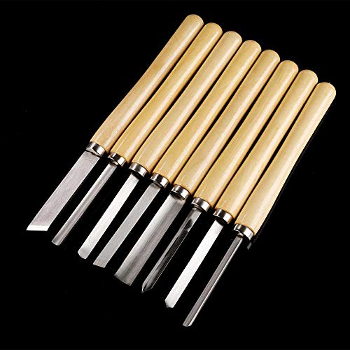 Cinceles de torneado de Madera antioxidante, 8pcs/Set Juego de cinceles de Torno de Madera Herramientas de torneado Gubia de carpintería Separación Oblicua, Cinceles de Talla duraderos