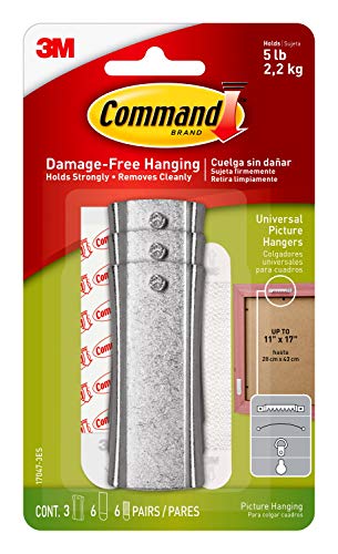 Command Percha de marco universal grande, 3 perchas, 6 tiras, 6 marcos estabilizadores, decorar sin daños