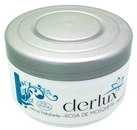 DERLUX - Crema hidratante facial y corporal de ROSA DE MOSQUETA con alto poder de hidratacion presentado en crema de 250 ml. de capacidad