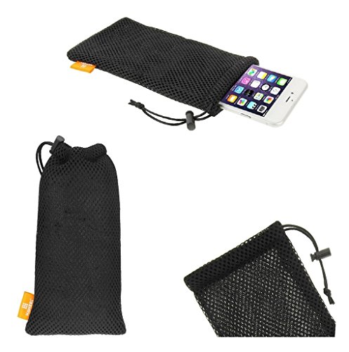 DFV mobile - Funda Universal de Malla Nylon con Cierre por Lazo para LYF Earth 1, LS5501 - Negra