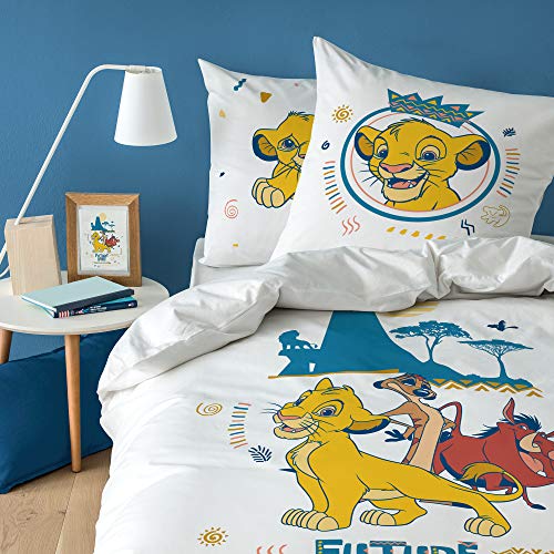 Disney The Lion King Future King - Juego de cama infantil 100% algodón, funda nórdica de 140 x 200 cm y funda de almohada de 63 x 63 cm