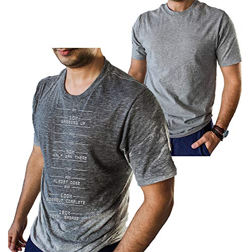 Divertida camiseta para hombres con tecnología activada por el sudor, medidor de progreso, puedes ir a casa cuando llegue al gimnasio 100% fresco regalo - gris - Large