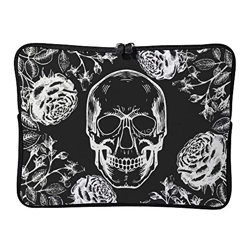 DKISEE - Funda para portátil de 10 pulgadas, diseño de calaveras florales, para hombres y mujeres, compatible con MacBook Air/MacBook Pro de dos vías, con cremalleras de doble dirección, SDS468