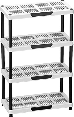 Duramax Shelving Estantería, 4 baldas Desmontables en Color Blanco y Negro