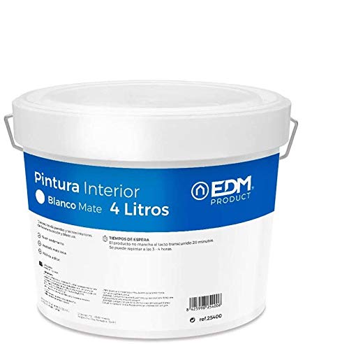 EDM 25400 Pintura Plastica Mate Interior, 4 l, Blanco