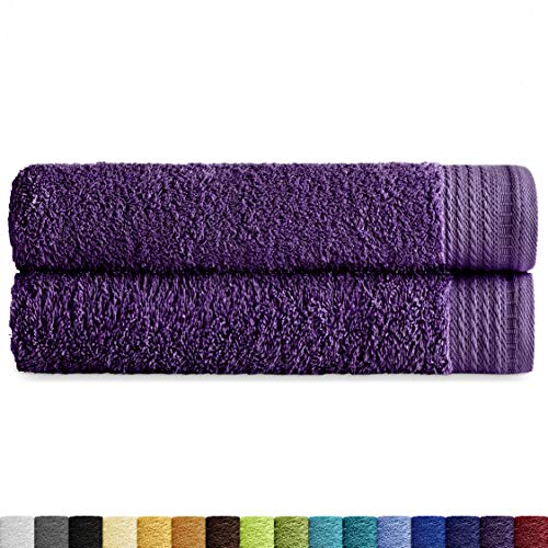 Eiffel Textile Packs de Toallas Calidad Rizo 600 gr, Algodón Egipcio 100%, Morado, 2X Sabana, 2 Unidades