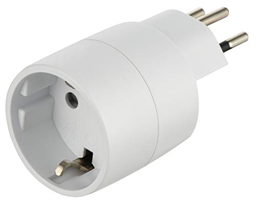 Electraline 70040 Adaptador de Viaje Europa (Schuko) a Suiza 2 Pines Europa a 3 Pines Suiza, Blanco