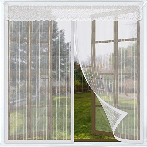 EMAGEREN Mosquitera para Ventana Transpirable y Anti-mosquitos Mosquiteras con Imán para Ventana Abatible Cortinas Magneticas con Cierre Automático para Ventanas Balcón Patio - Blanco, 100*140cm